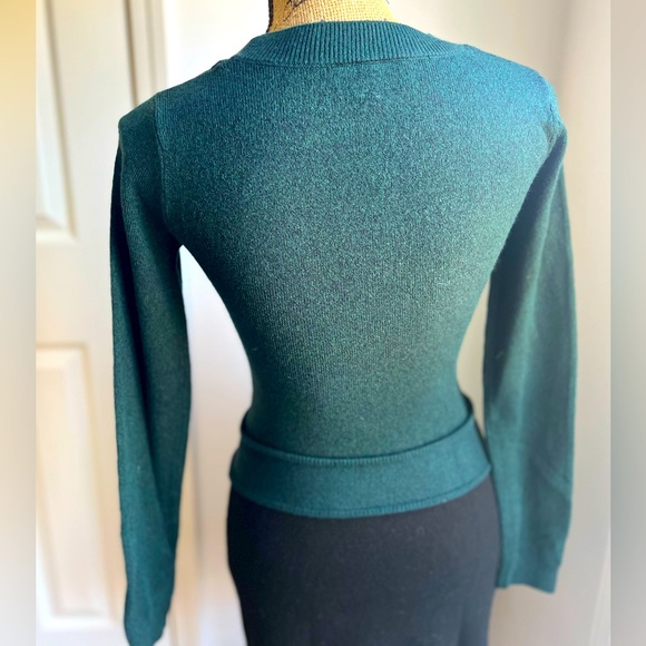 Emerald Green & Black Soft Wool Sweater Dress - Picture 3 of 5